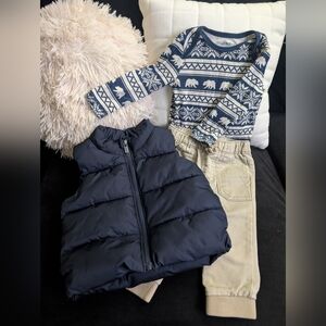 Old Navy Navy and White Patterned Onesie